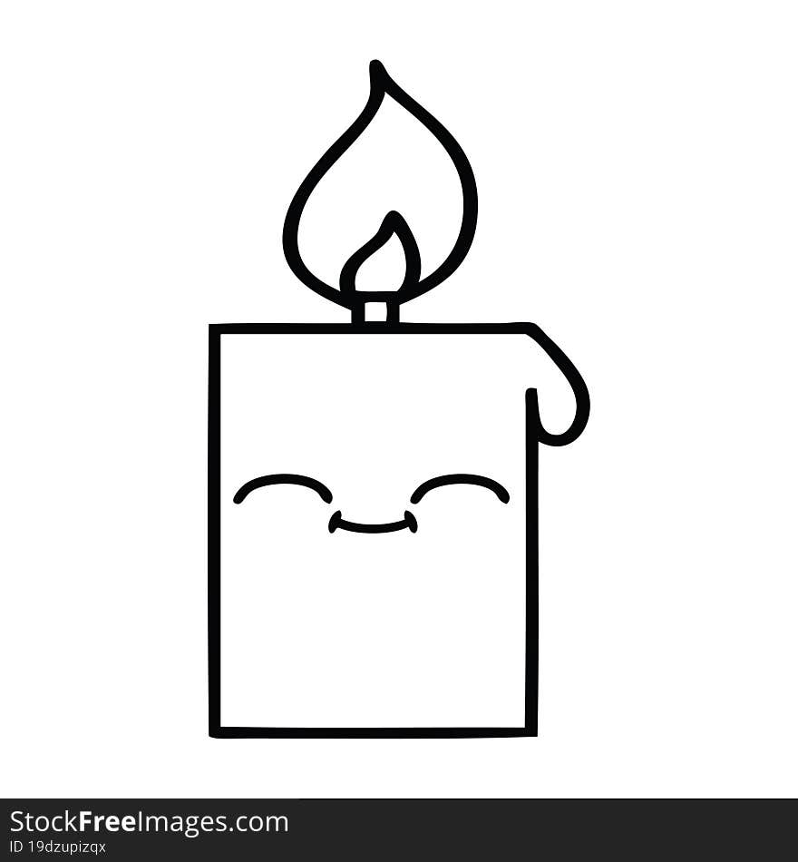 line drawing cartoon of a lit candle