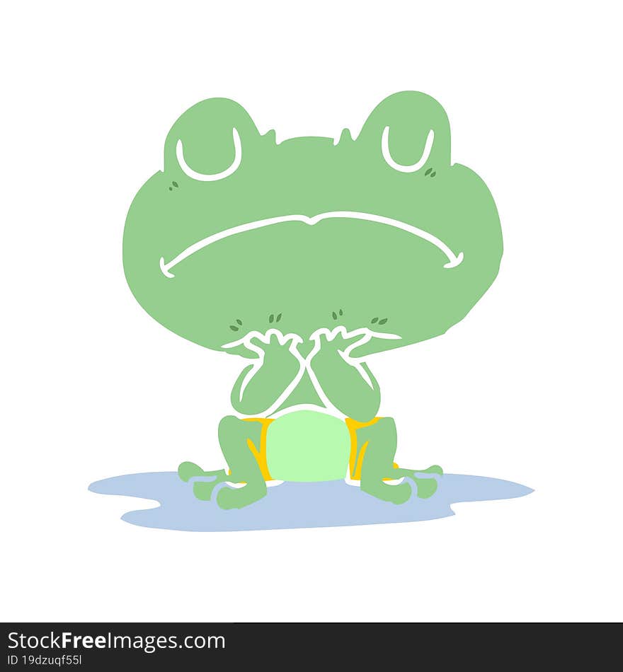 flat color style cartoon frog in puddle