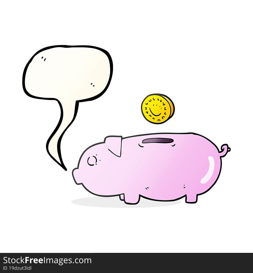 freehand drawn speech bubble cartoon piggy bank