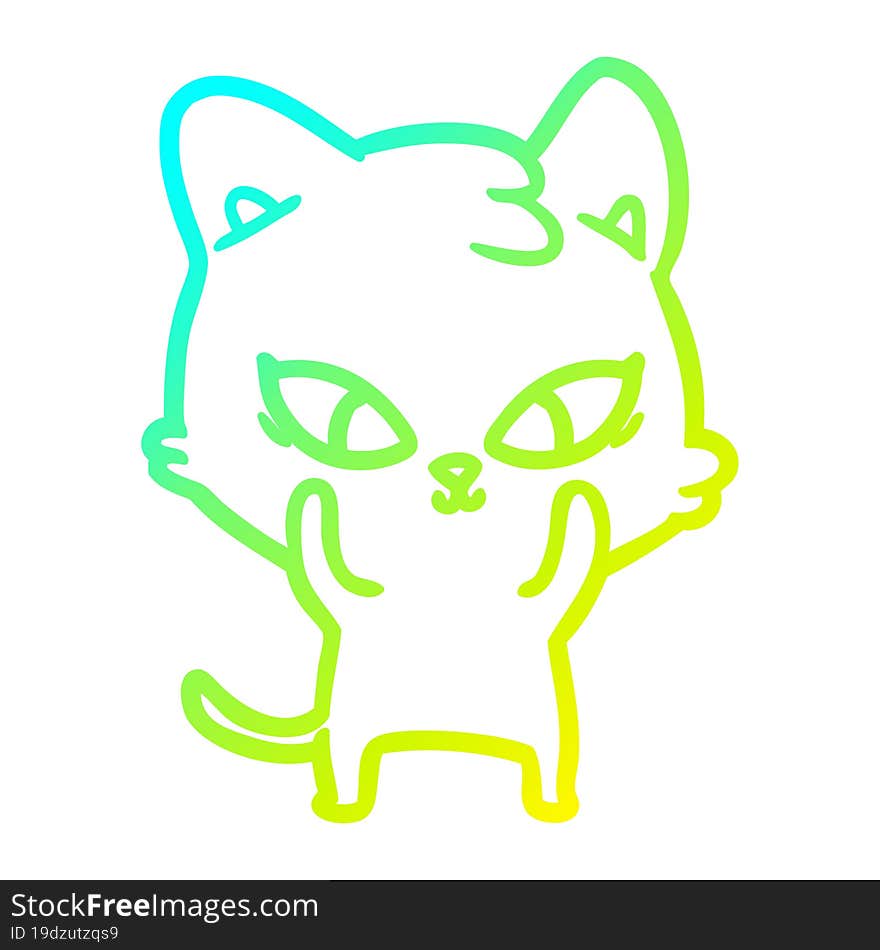 Cold Gradient Line Drawing Cute Cartoon Cat