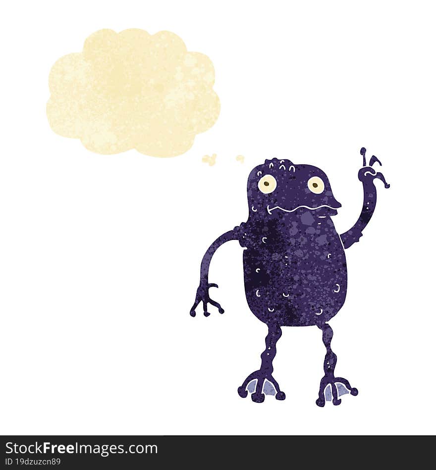 cartoon poisonous frog with thought bubble