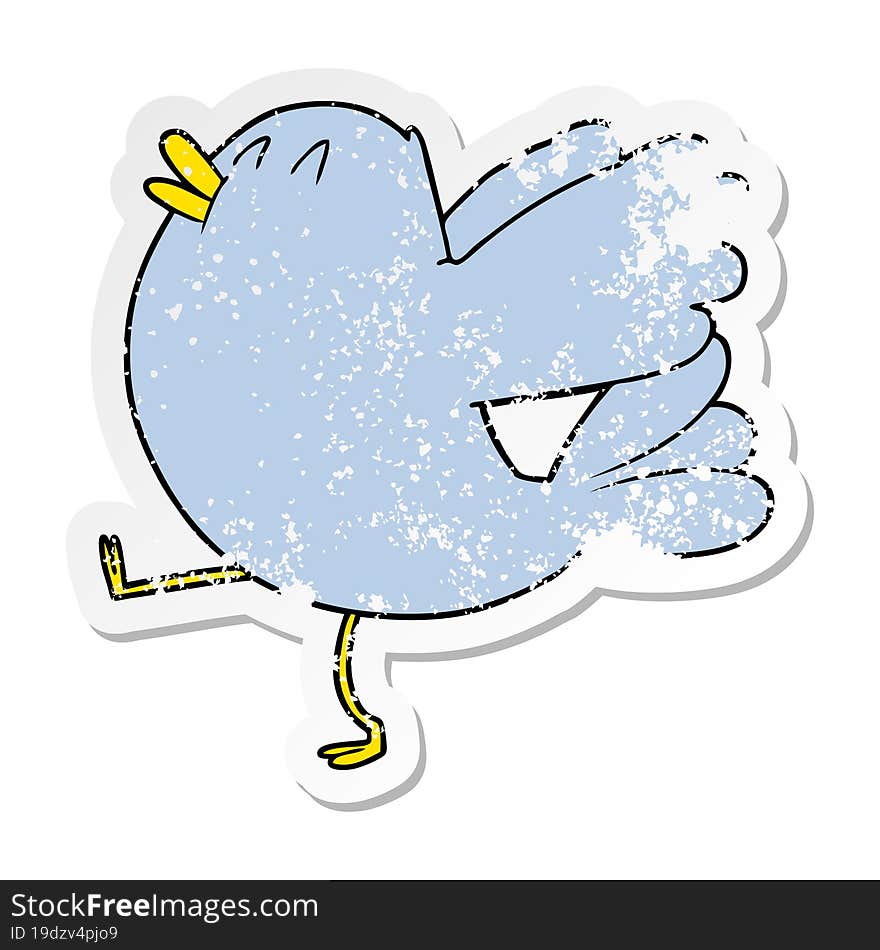 distressed sticker of a cartoon flapping bird