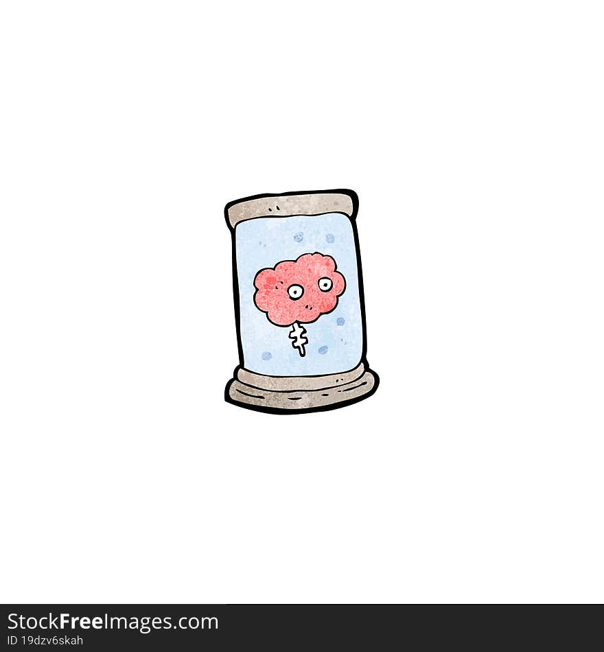 cartoon brain in jar