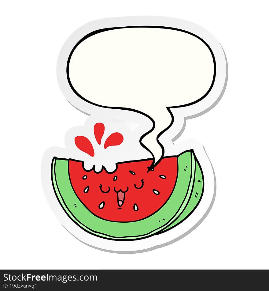 cartoon watermelon and speech bubble sticker