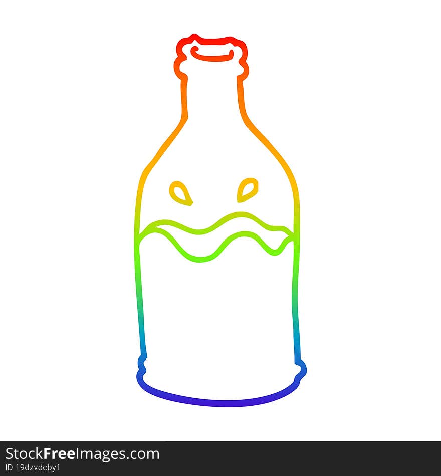 rainbow gradient line drawing cartoon milk bottle