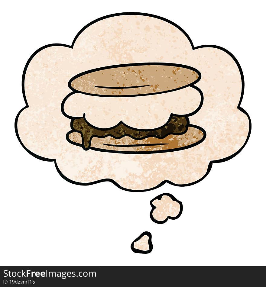 smore cartoon and thought bubble in grunge texture pattern style