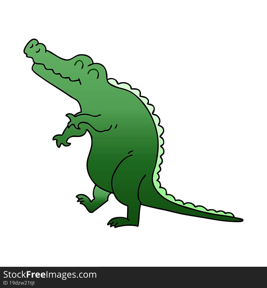 quirky gradient shaded cartoon crocodile