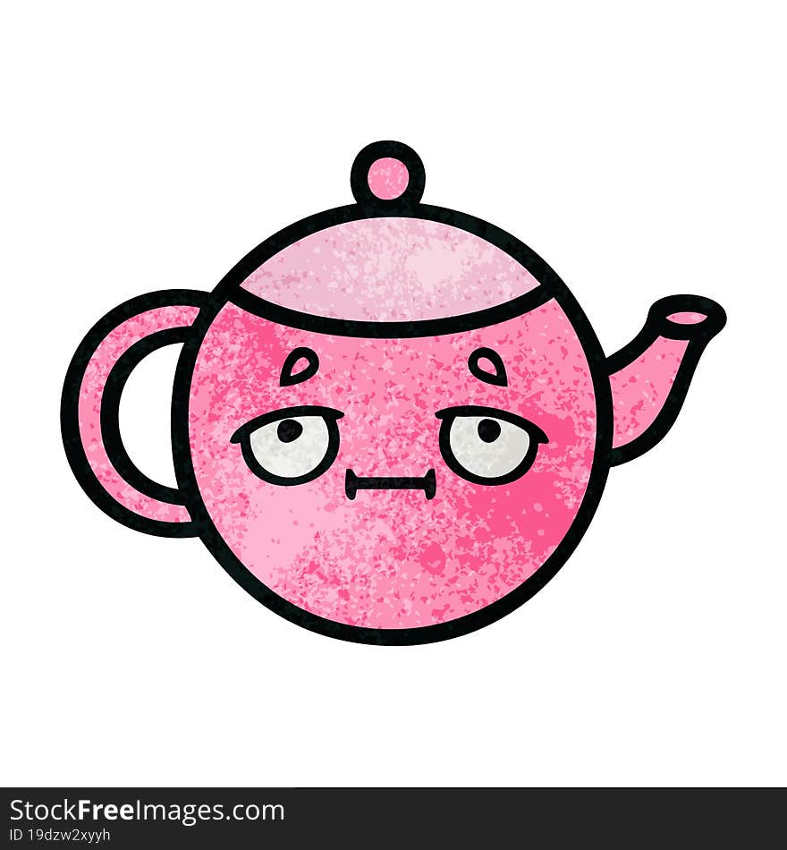 retro grunge texture cartoon teapot