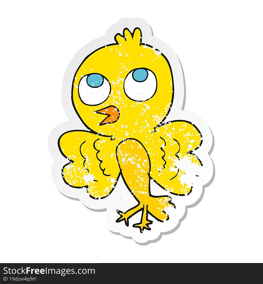 Retro Distressed Sticker Of A Cartoon Bird