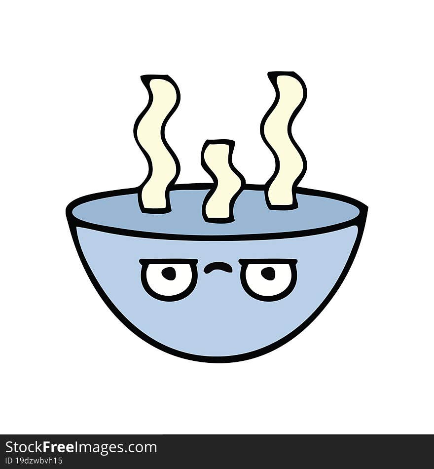 cute cartoon bowl of hot soup