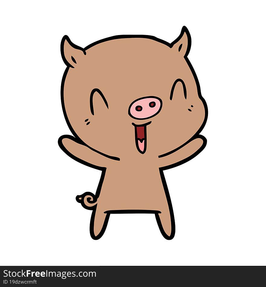 happy cartoon pig. happy cartoon pig