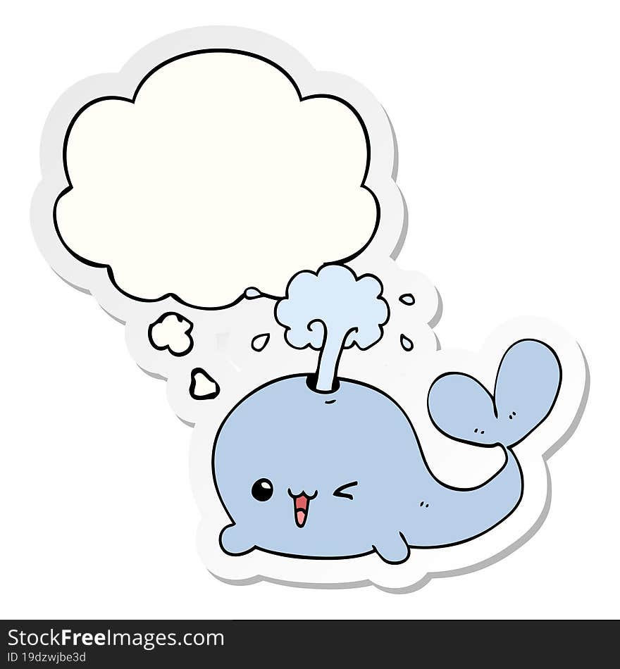 Cartoon Whale And Thought Bubble As A Printed Sticker