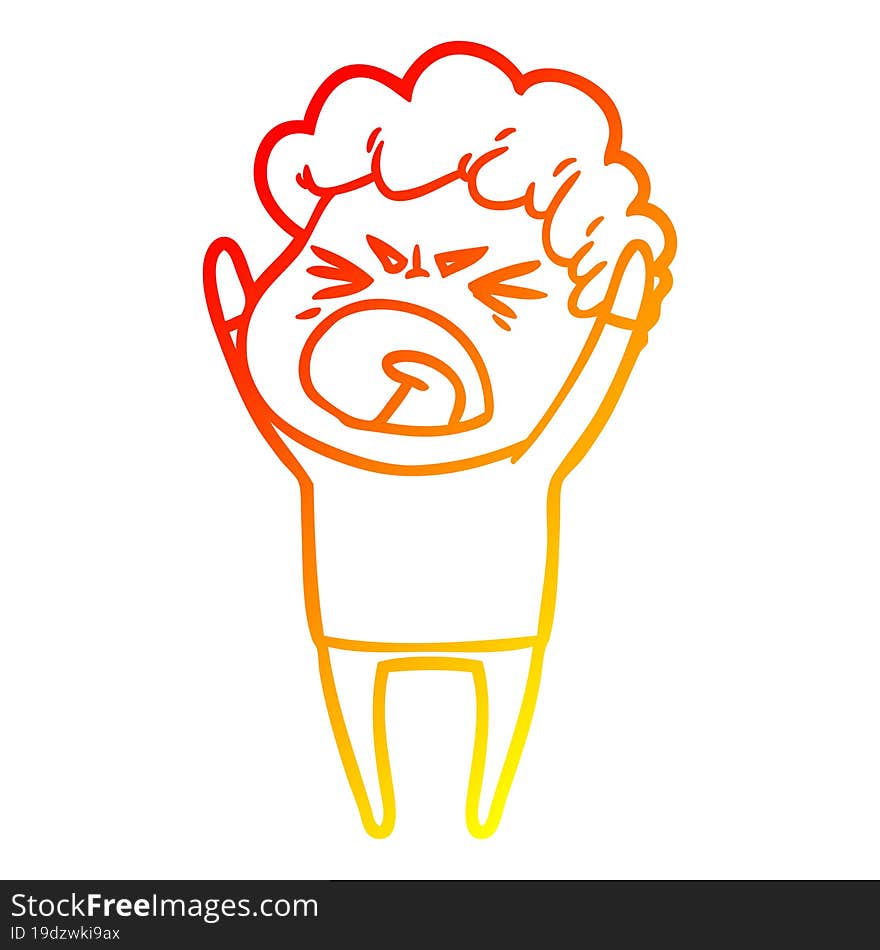 warm gradient line drawing cartoon furious man