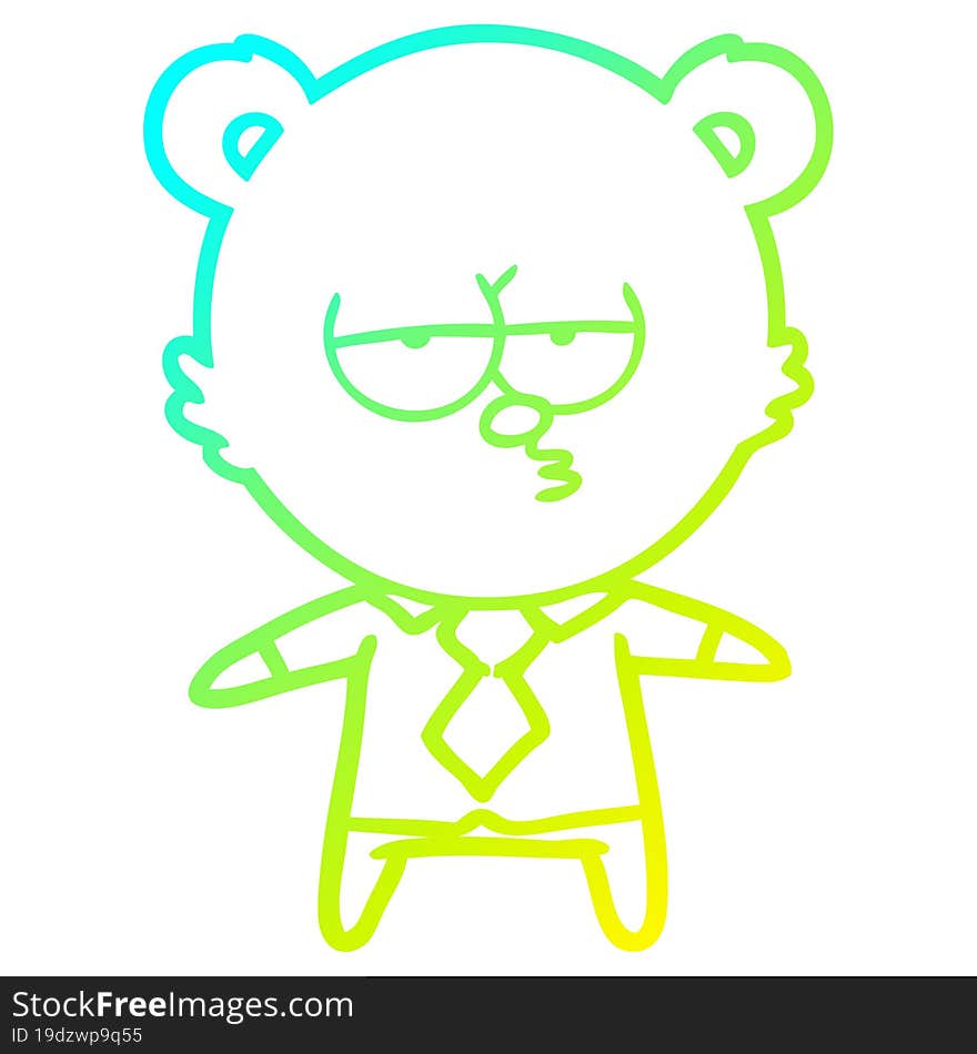 cold gradient line drawing bear boss cartoon