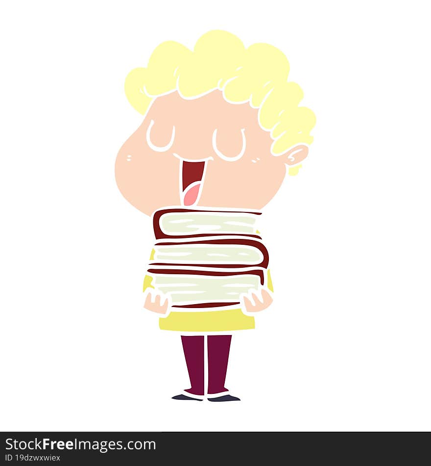 Laughing Flat Color Style Cartoon Man With Books