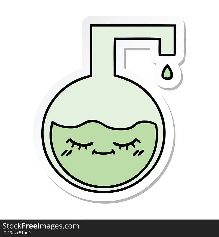 sticker of a cute cartoon science experiment