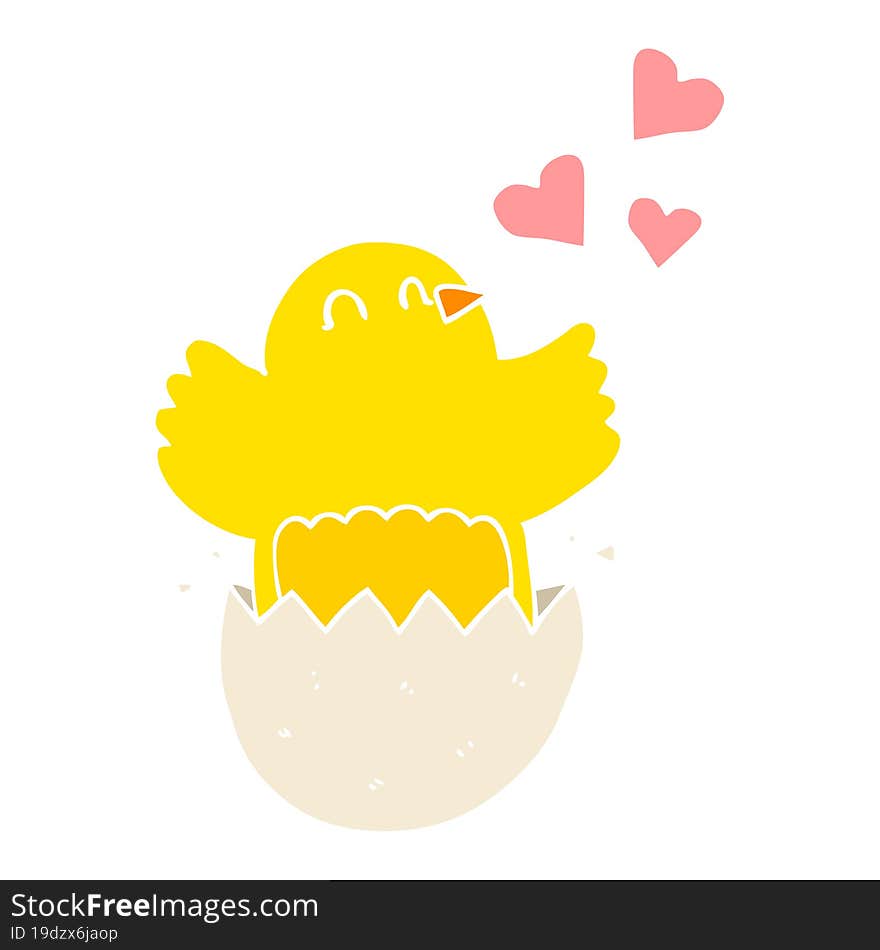 cute hatching chick flat color style cartoon