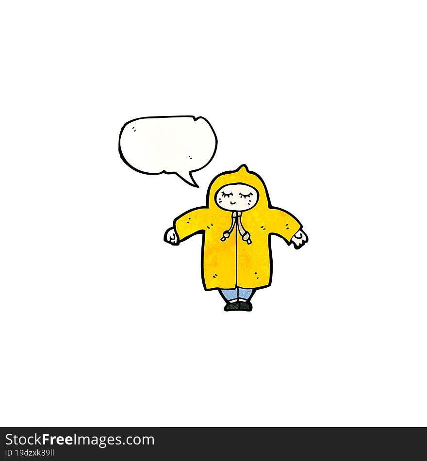 cartoon person in raincoat