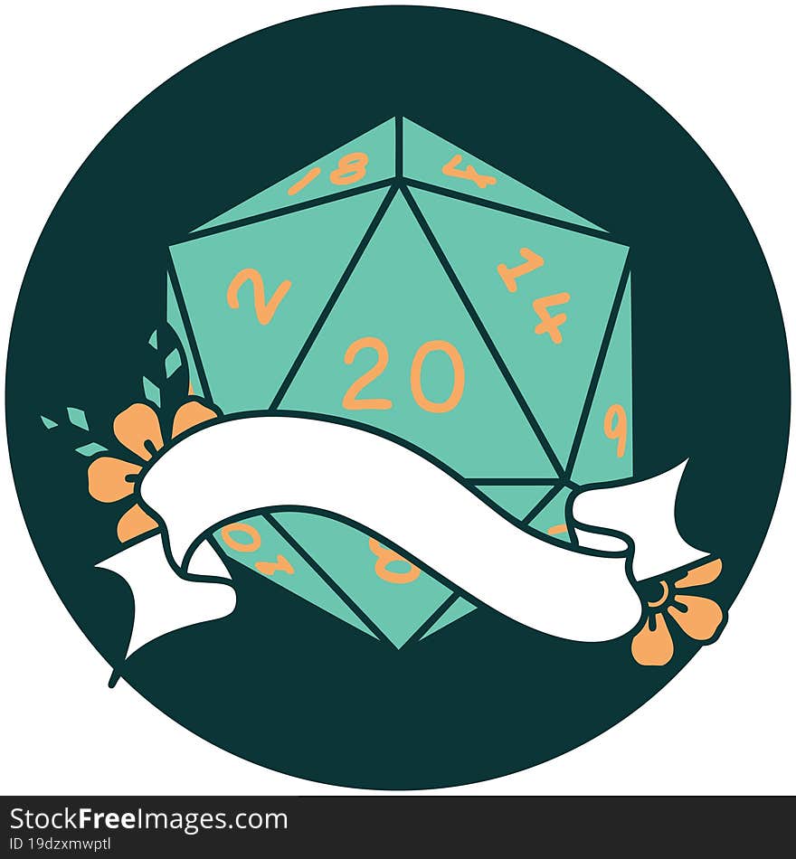 Natural Twenty D20 Dice Roll Icon