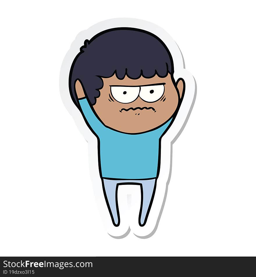 sticker of a cartoon annoyed man