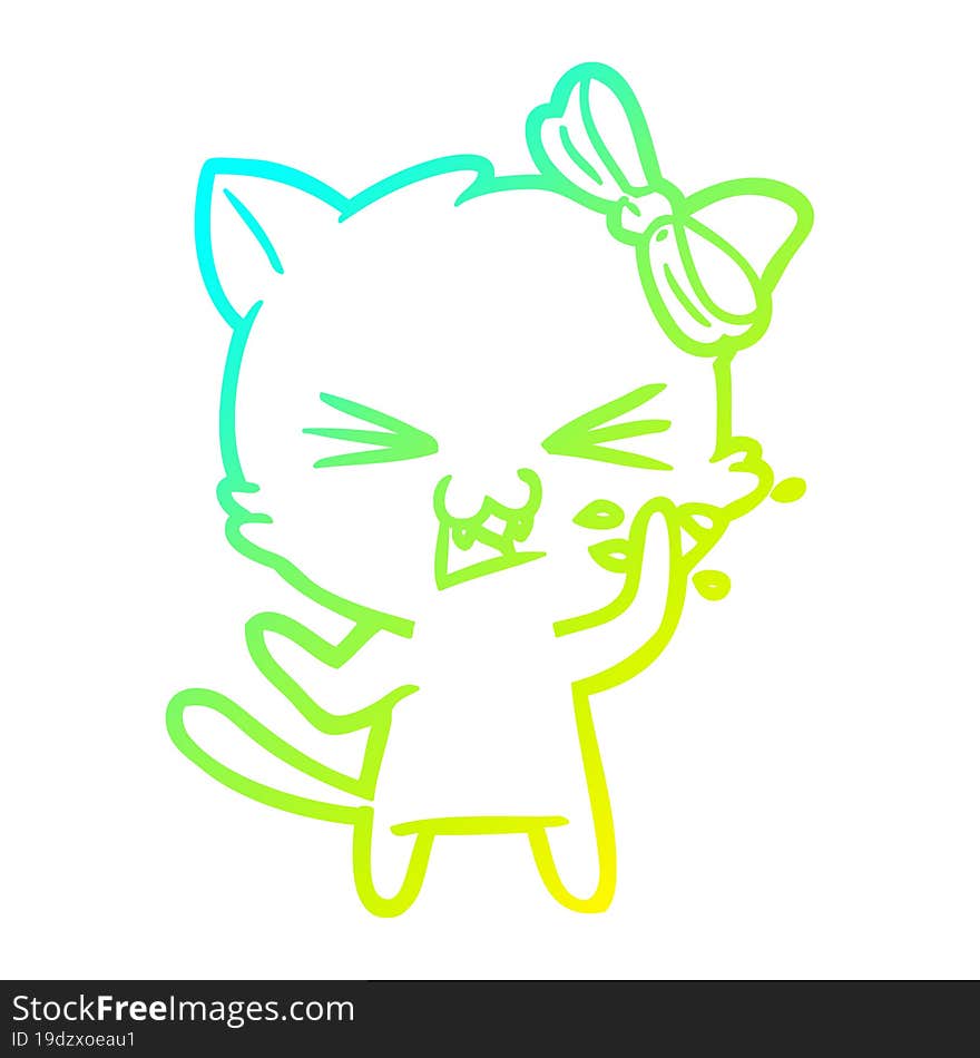 cold gradient line drawing cartoon cat