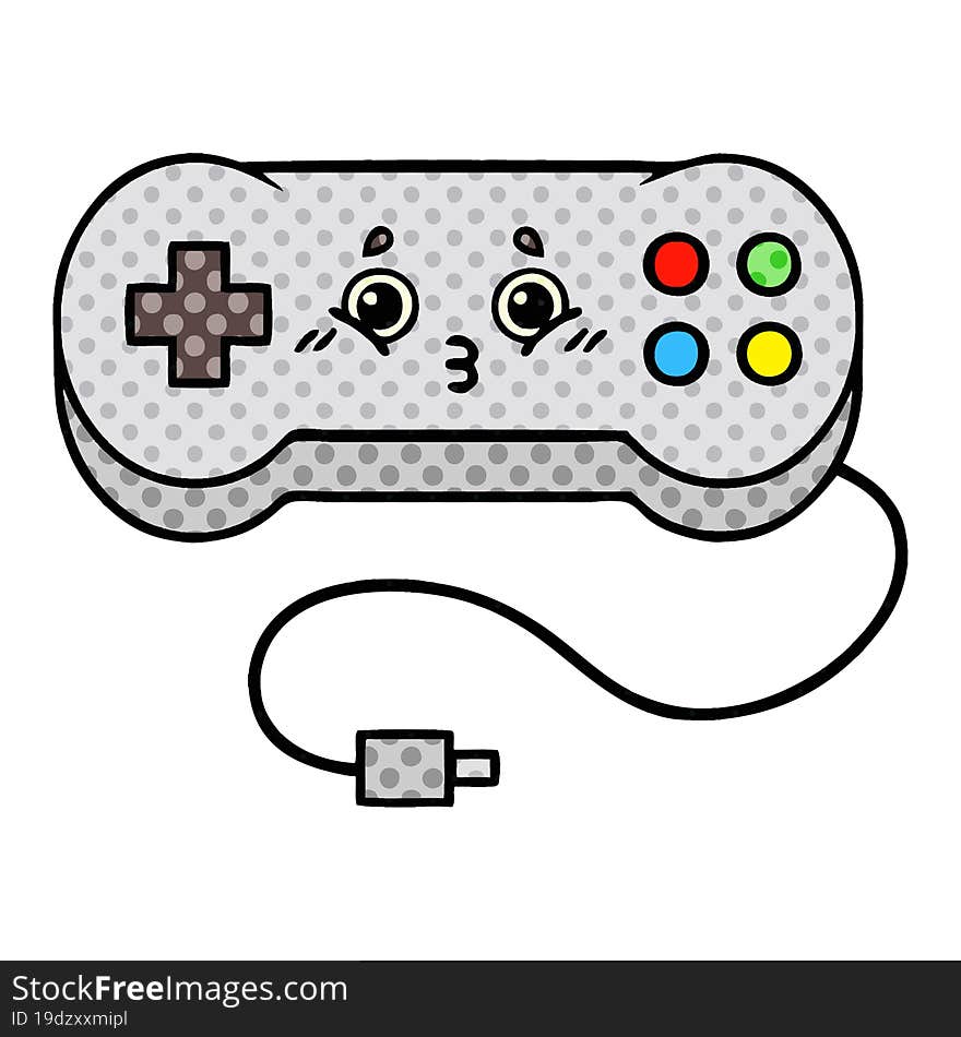 Comic Book Style Cartoon Game Controller