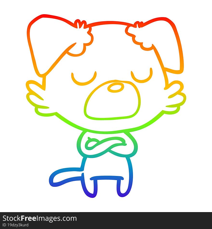 rainbow gradient line drawing of a cartoon dog