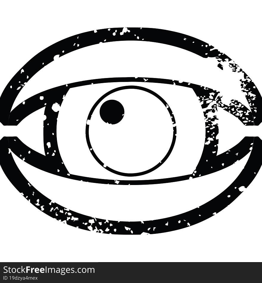 Distressed effect staring eye graphic icon