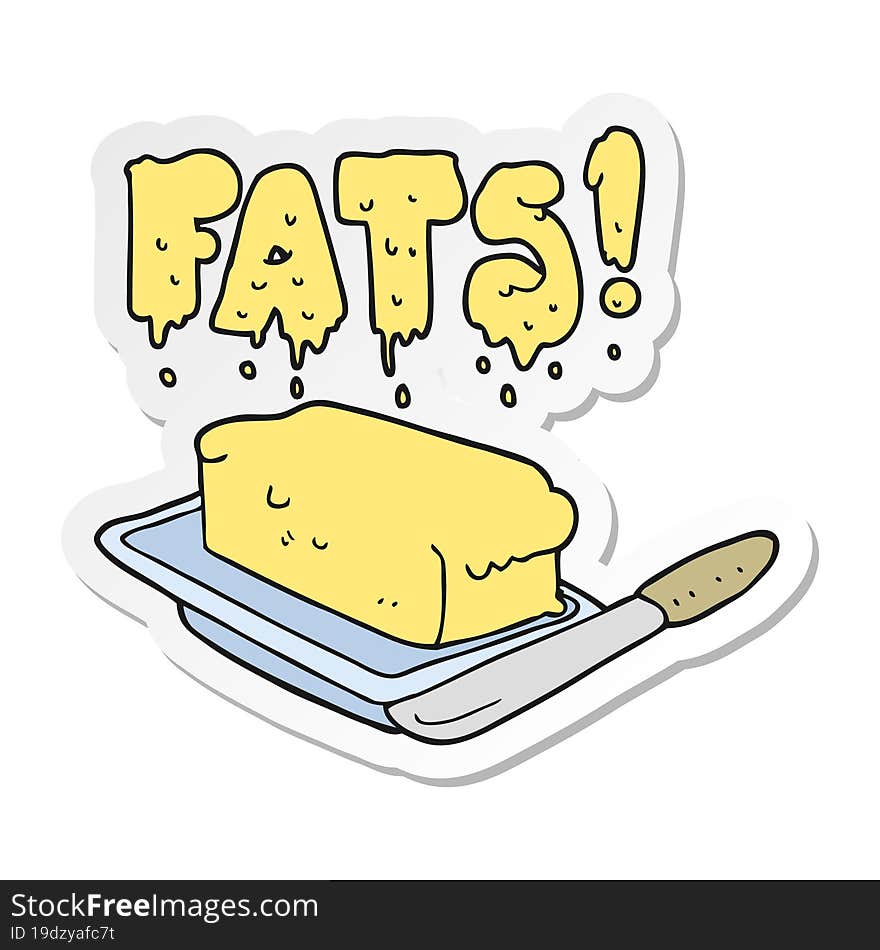 Sticker Of A Cartoon Butter Fats