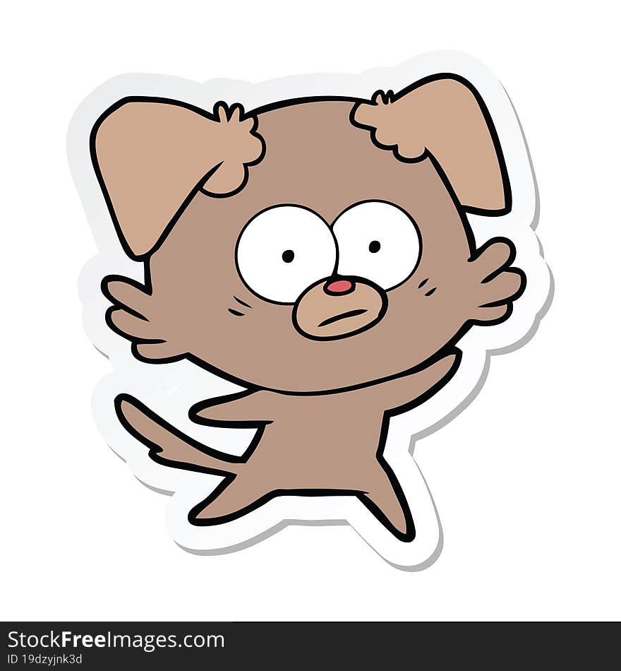 Sticker Of A Nervous Dog Cartoon