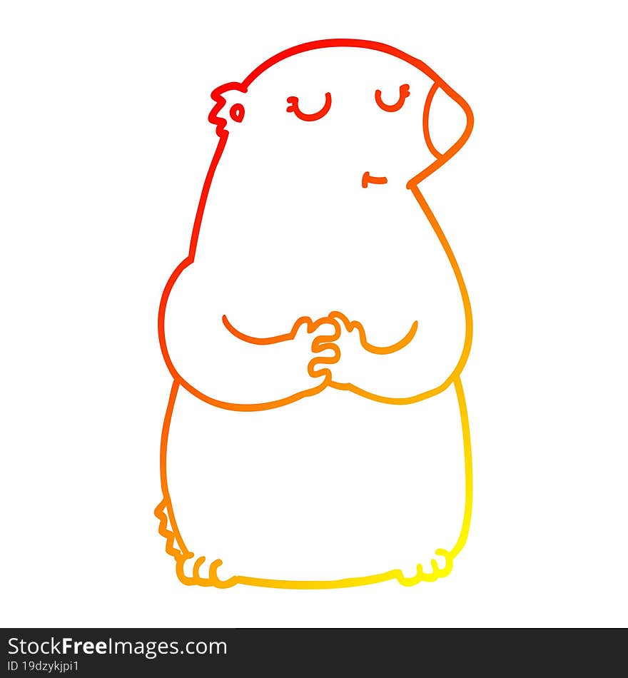 Warm Gradient Line Drawing Cute Cartoon Bear