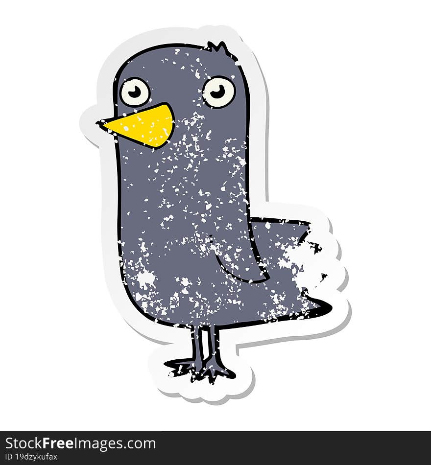 distressed sticker of a cartoon bird