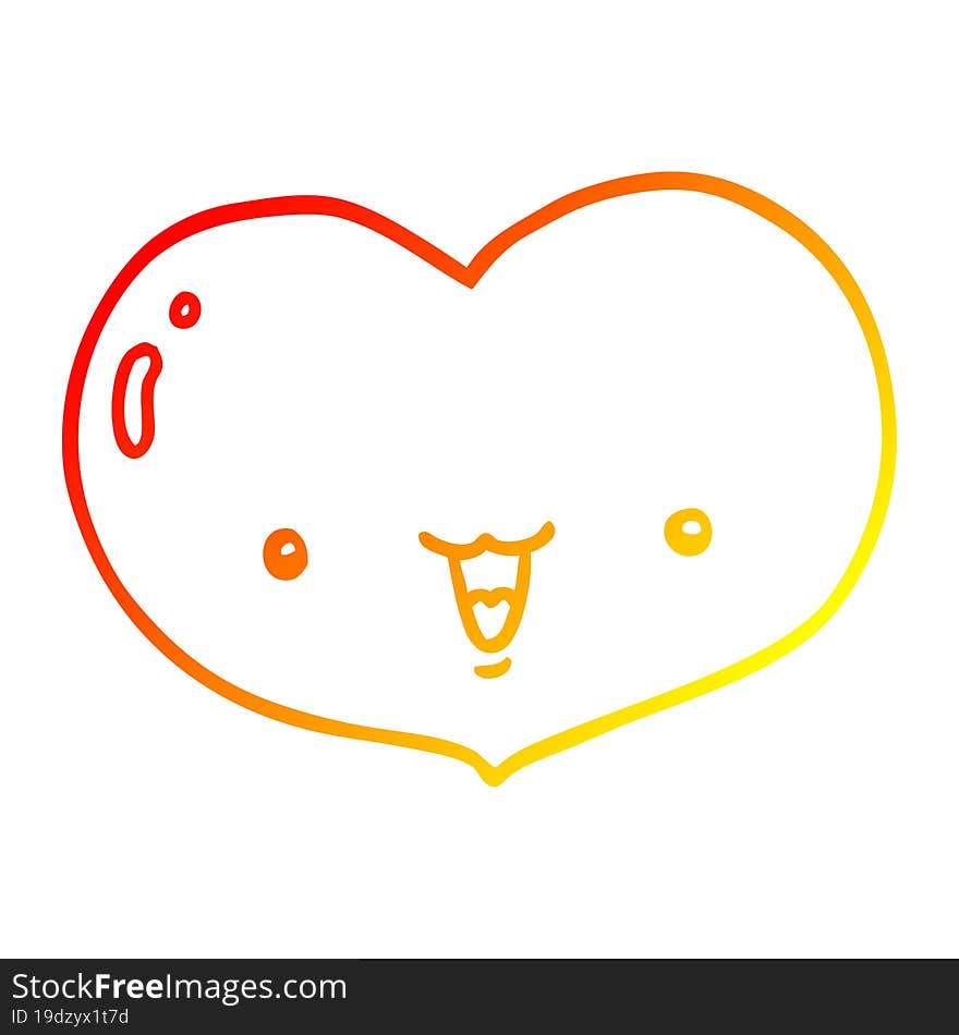 warm gradient line drawing cartoon love heart character