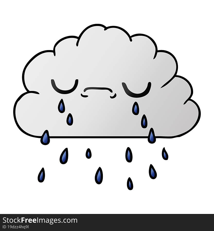 gradient cartoon of cute crying cloud