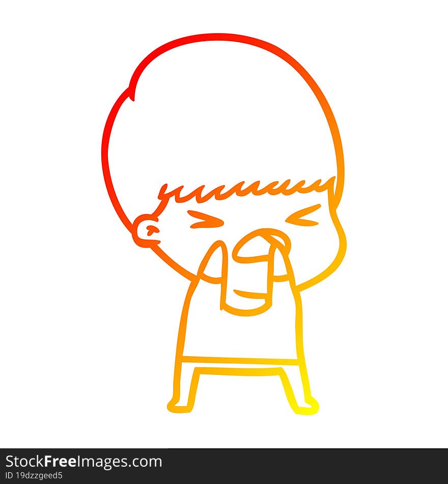 warm gradient line drawing cartoon stressed man