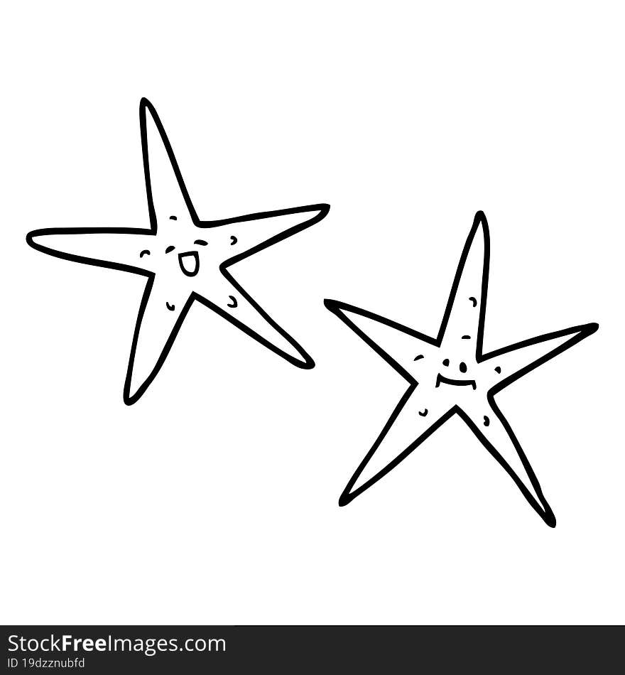 line drawing cartoon star fish