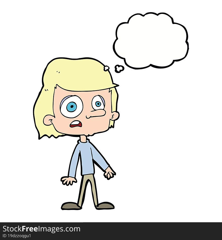 Cartoon Worried Boy With Thought Bubble