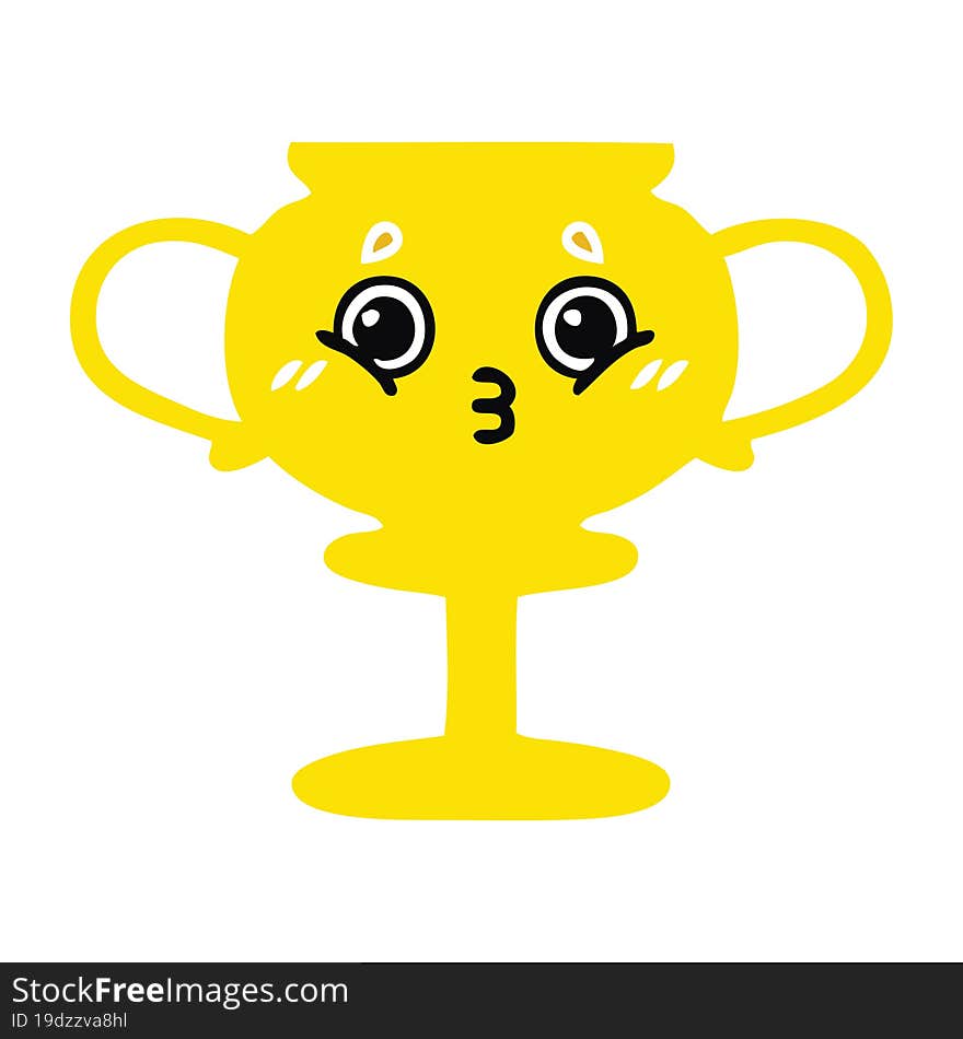 flat color retro cartoon trophy