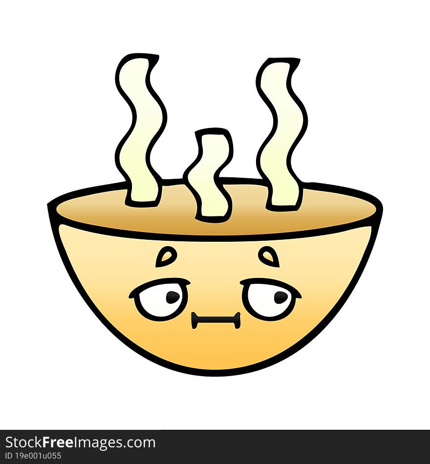 gradient shaded cartoon bowl of hot soup