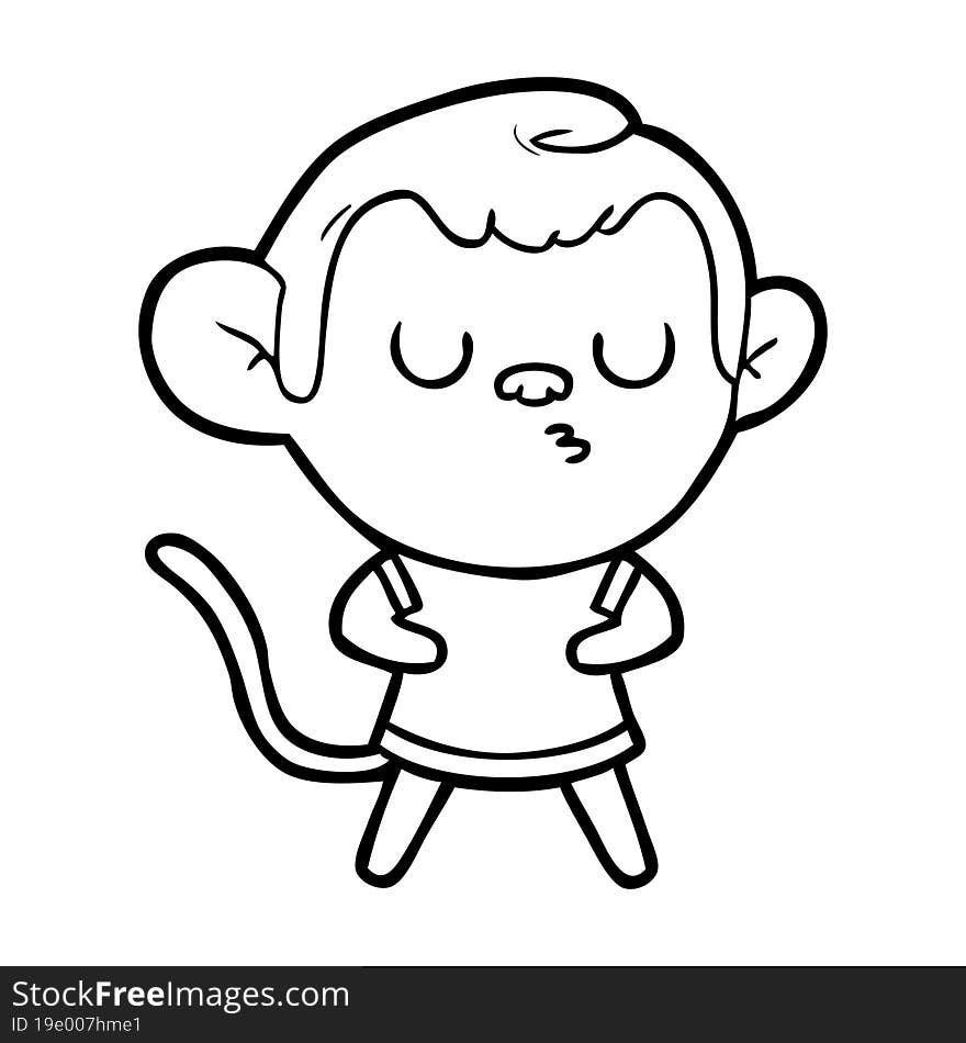 cartoon calm monkey. cartoon calm monkey