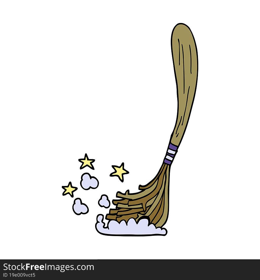 cartoon doodle magic broom