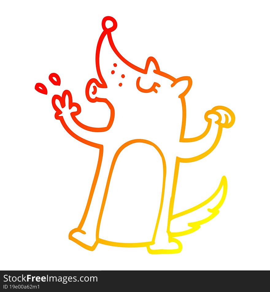 warm gradient line drawing cartoon howling wolf