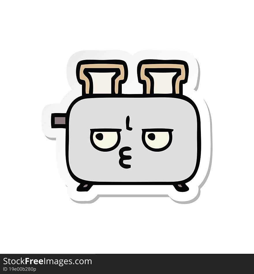 Sticker Of A Cute Cartoon Of A Toaster