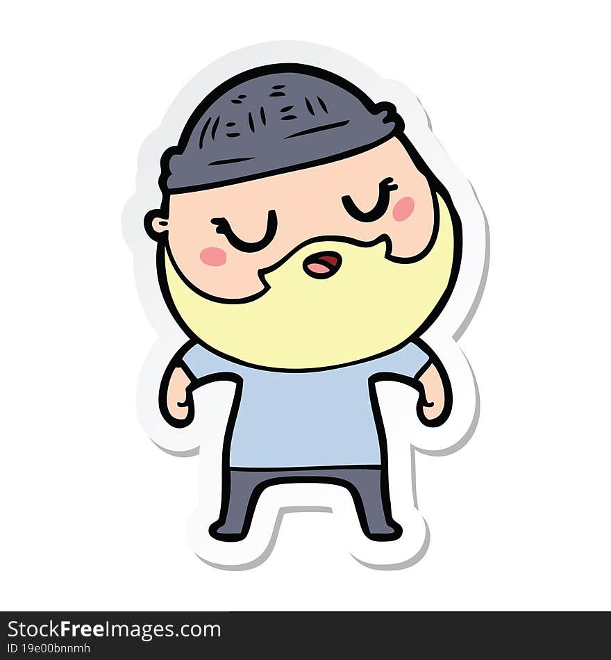 sticker of a cute cartoon man with beard