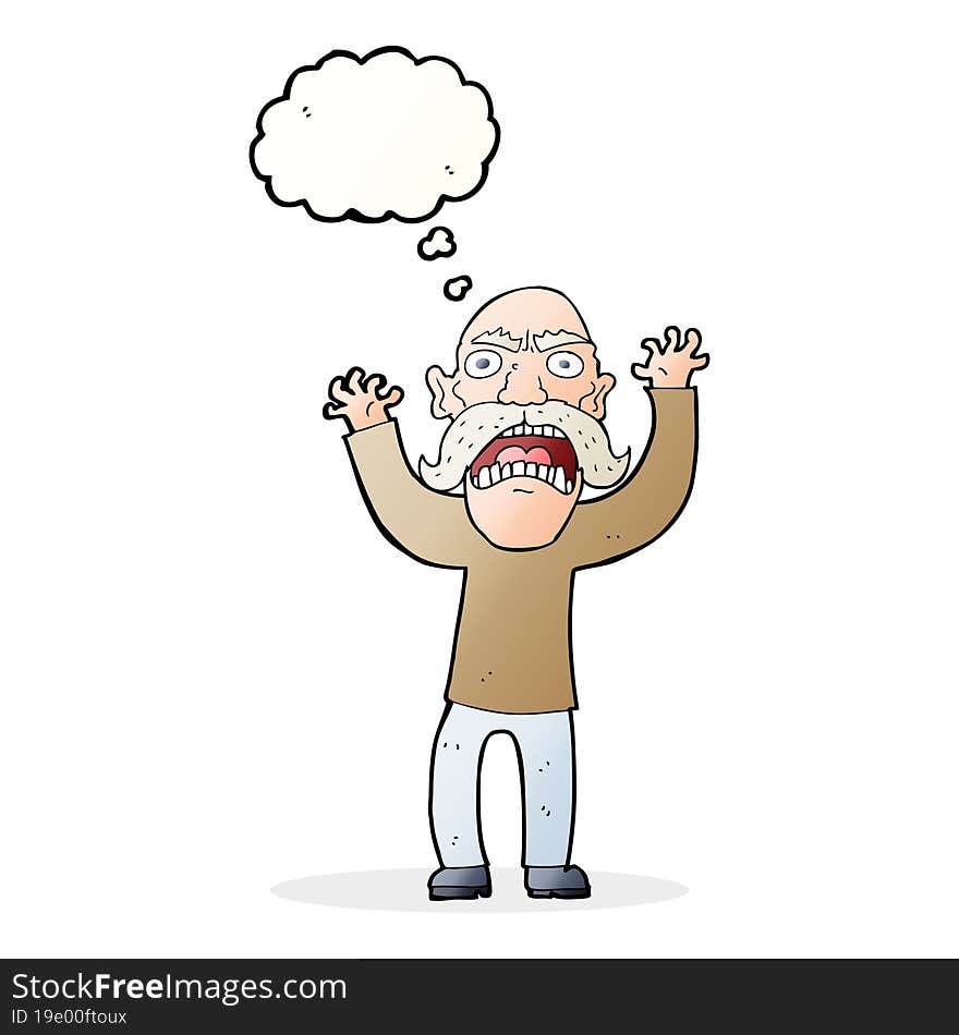 Cartoon Angry Old Man With Thought Bubble