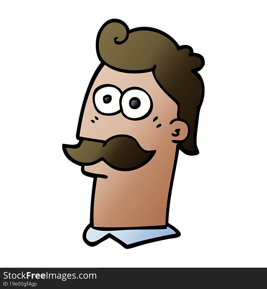 Cartoon Doodle Man With Moustache