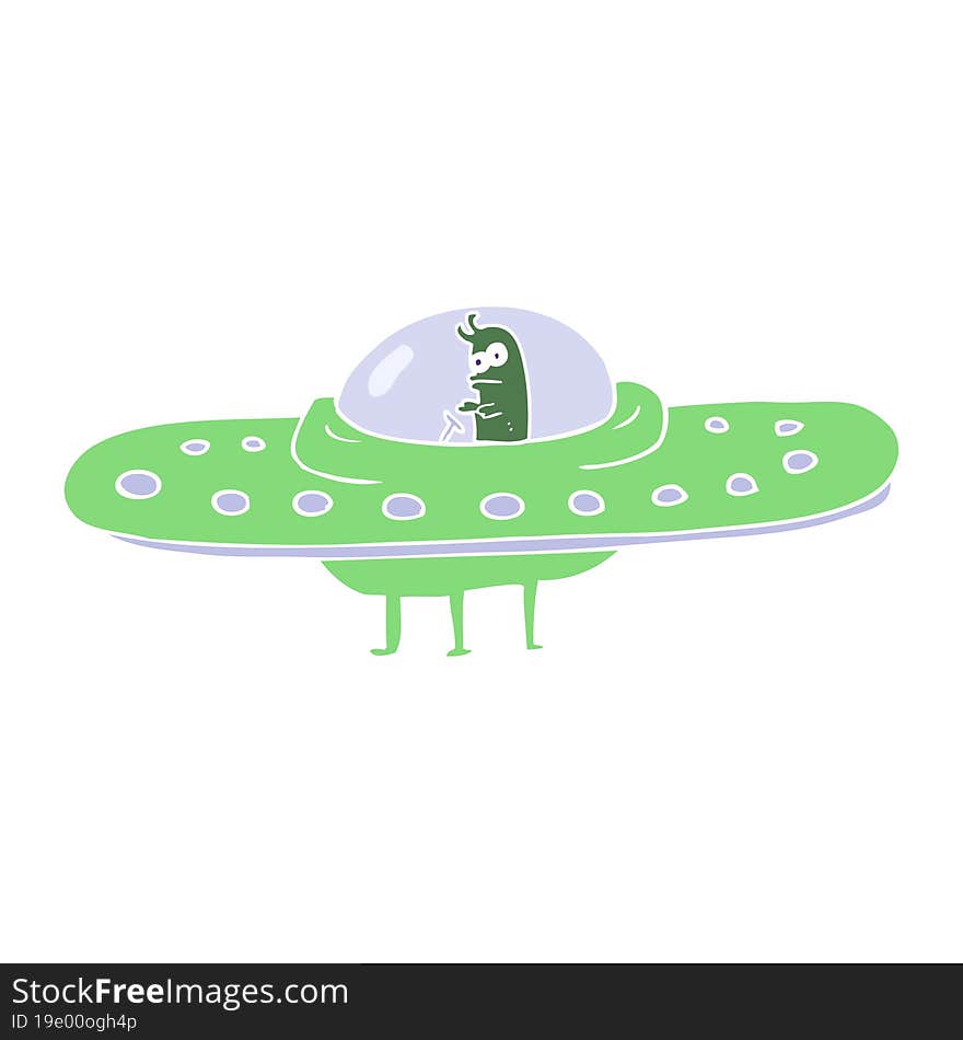 flat color illustration of a cartoon ufo