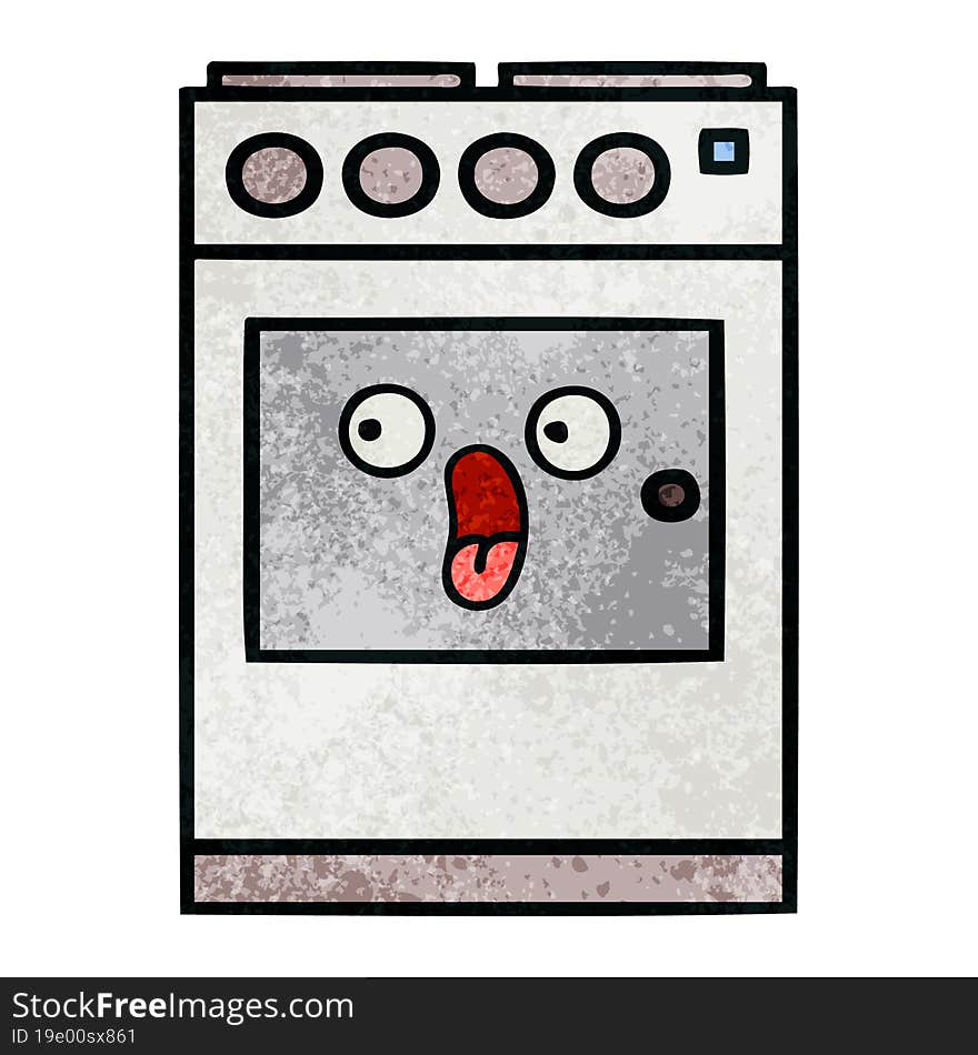 retro grunge texture cartoon kitchen oven