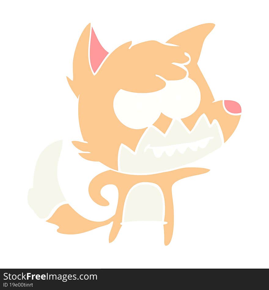 flat color style cartoon grinning fox