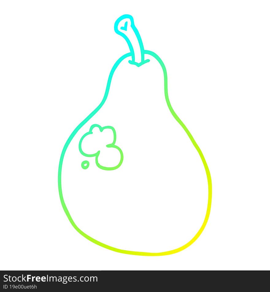 cold gradient line drawing cartoon pear